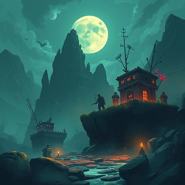 Vast open world with ember sunset
